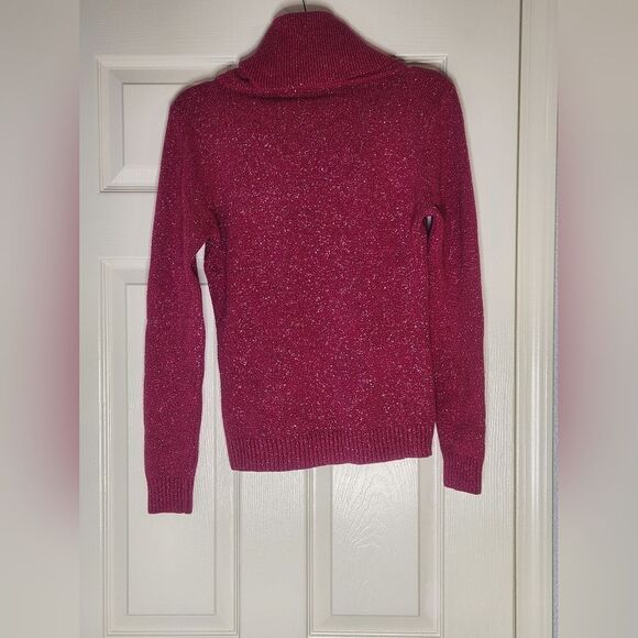 Ren Moda M/L DarkRaspberry CowlNeck LngSlv Knitted WOOLBlendSequin Women Sweater - Picture 8 of 9